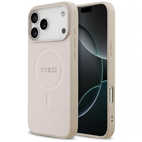 Etui Guess Saffiano Classic Logo MagSafe do Apple iPhone 17 Pro Max różowy