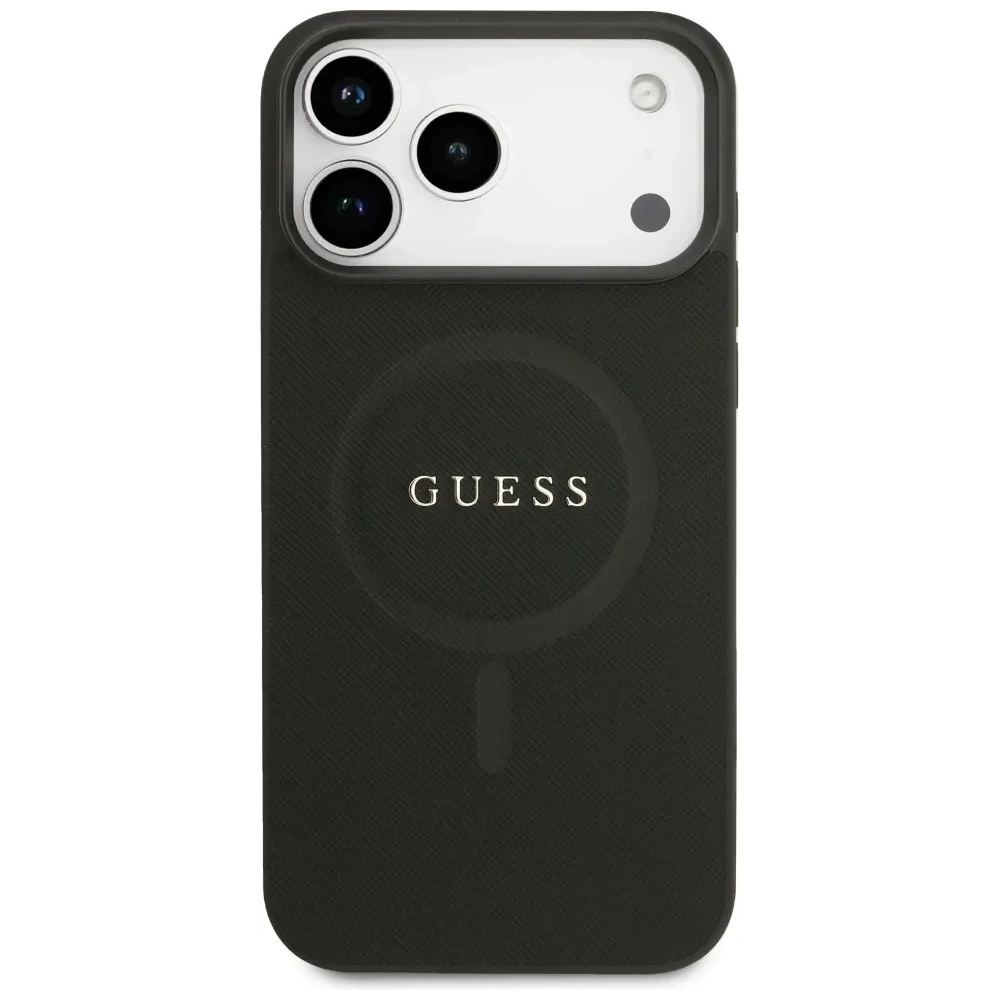 Etui Guess Saffiano Classic Logo MagSafe do Apple iPhone 17 Pro Max czarny