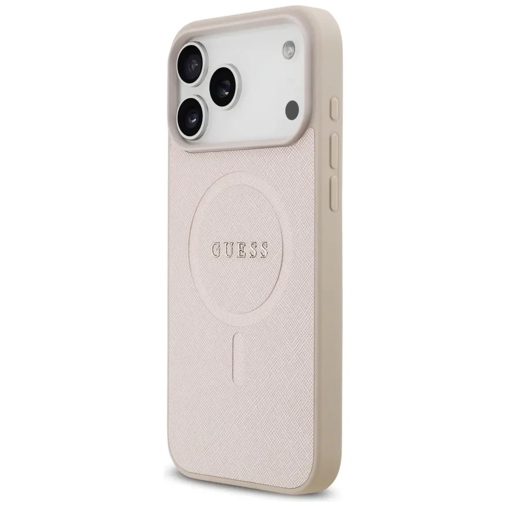 Etui Guess Saffiano Classic Logo MagSafe do Apple iPhone 17 Pro Max różowy