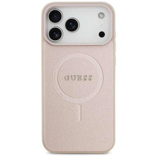 Etui Guess Saffiano Classic Logo MagSafe do Apple iPhone 17 Pro Max różowy