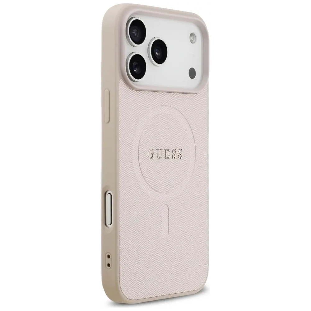 Etui Guess Saffiano Classic Logo MagSafe do Apple iPhone 17 Pro Max różowy