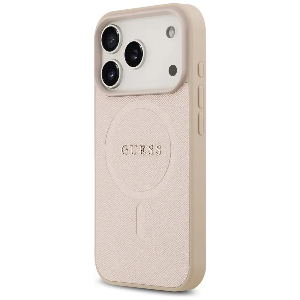 Etui Guess Saffiano Classic Logo MagSafe do Apple iPhone 17 Pro różowy