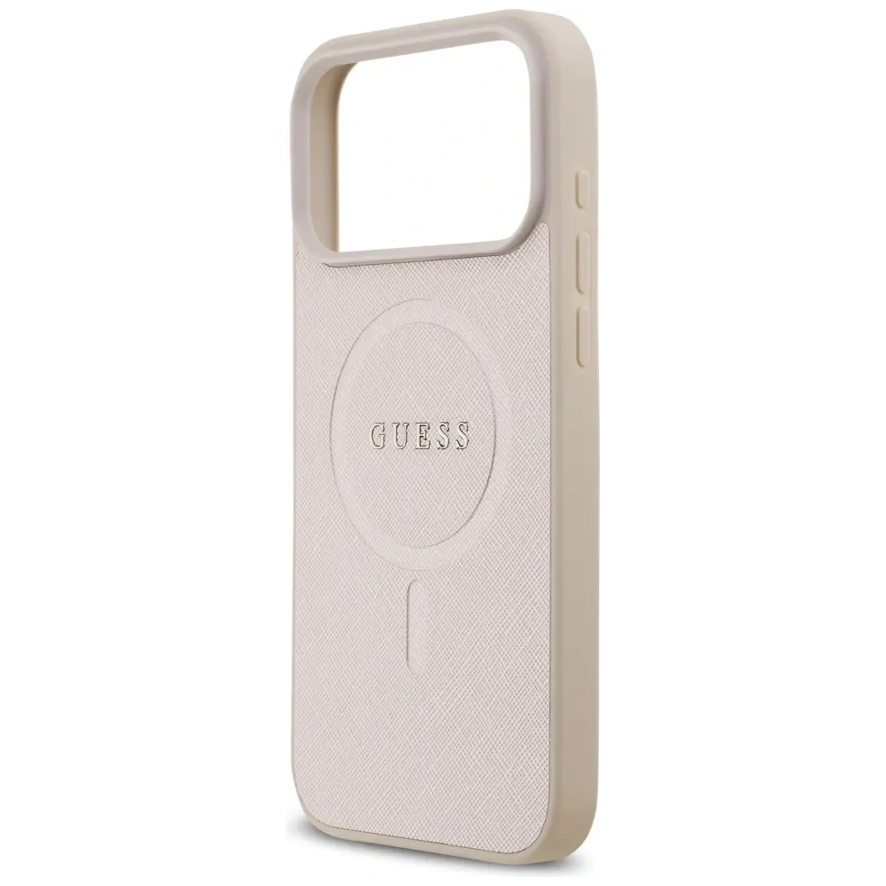 Etui Guess Saffiano Classic Logo MagSafe do Apple iPhone 17 Pro Max różowy