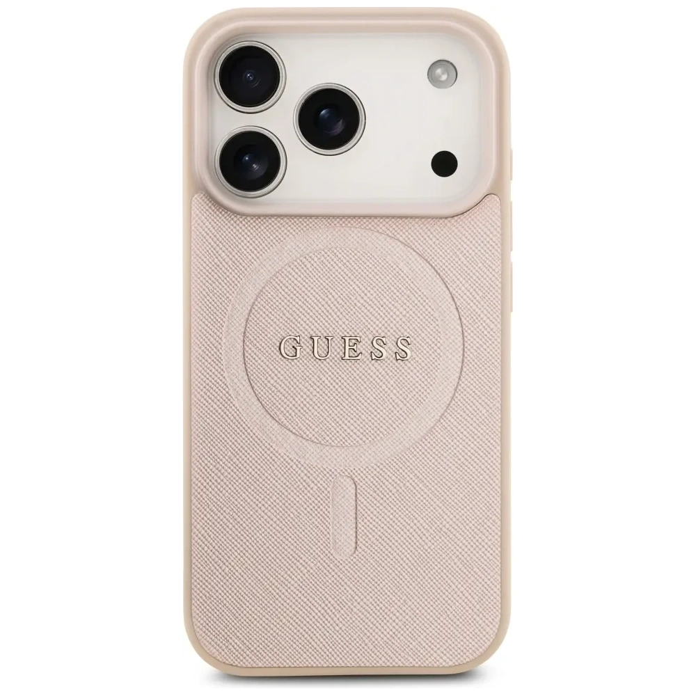 Etui Guess Saffiano Classic Logo MagSafe do Apple iPhone 17 Pro różowy