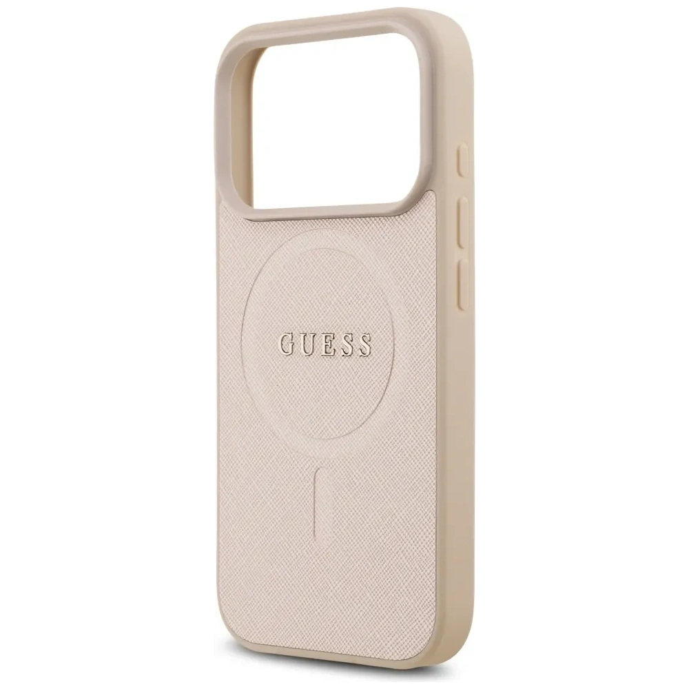 Etui Guess Saffiano Classic Logo MagSafe do Apple iPhone 17 Pro różowy