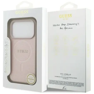 Etui Guess Saffiano Classic Logo MagSafe do Apple iPhone 17 Pro różowy