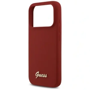 Etui Guess Silicone Script Metal Logo MagSafe do Apple iPhone 17 Pro magenta
