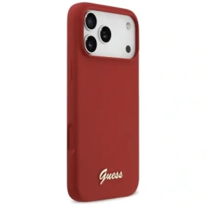 Etui Guess Silicone Script Metal Logo MagSafe do Apple iPhone 17 Pro Max magenta