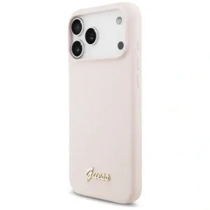 Etui Guess Silicone Script Metal Logo MagSafe do Apple iPhone 17 Pro Max różowy