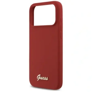 Etui Guess Silicone Script Metal Logo MagSafe do Apple iPhone 17 Pro Max magenta