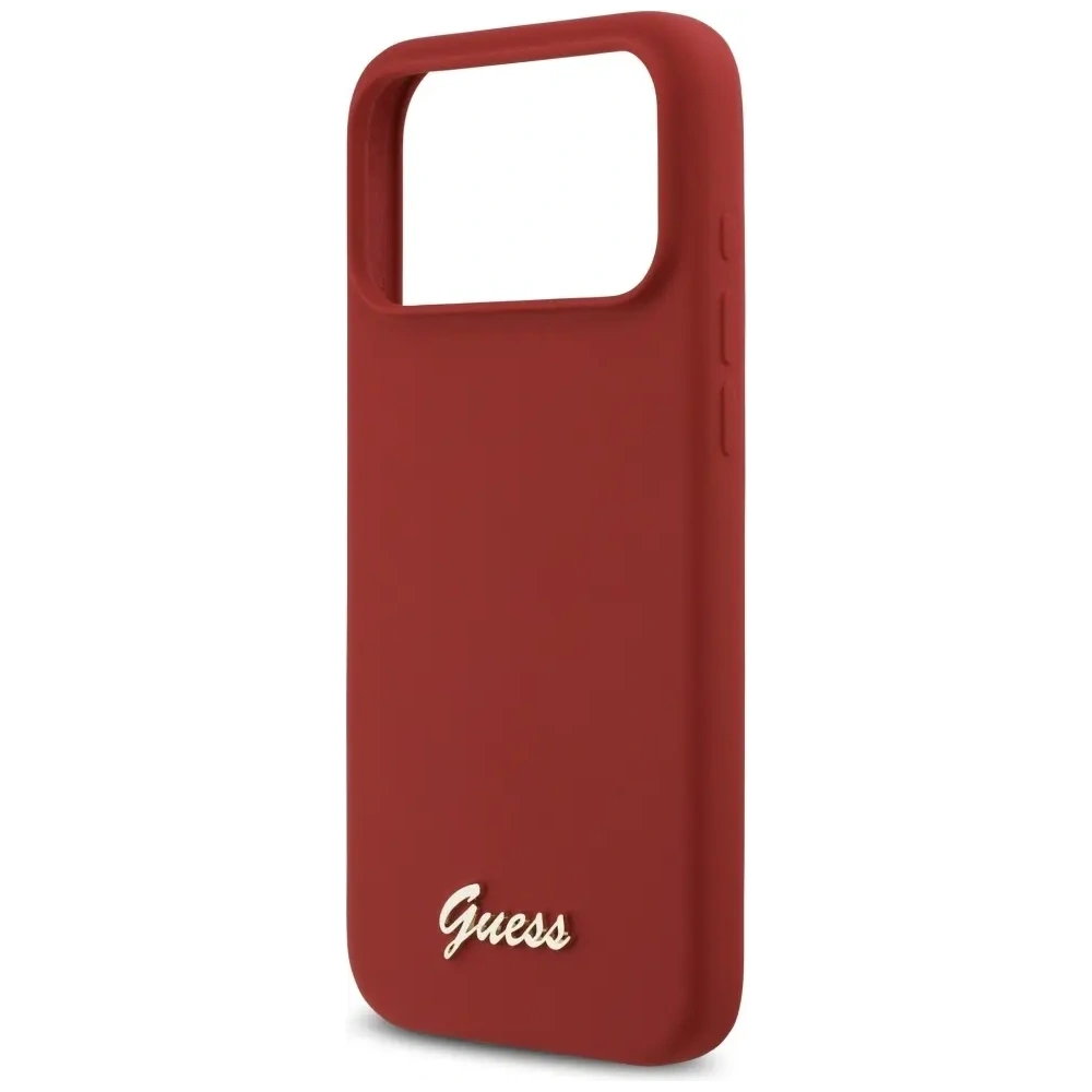 Etui Guess Silicone Script Metal Logo MagSafe do Apple iPhone 17 Pro Max magenta
