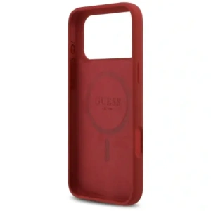 Etui Guess Silicone Script Metal Logo MagSafe do Apple iPhone 17 Pro Max magenta