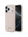 Etui Guess Silicone Script Metal Logo MagSafe do Apple iPhone 17 Pro różowy