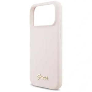 Etui Guess Silicone Script Metal Logo MagSafe do Apple iPhone 17 Pro Max różowy
