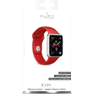 Elastyczny pasek PURO ICON Band Apple Watch 4/5/6/7/SE/8/9/Ultra 44/45/49mm (S/M & M/L) (czerwony)