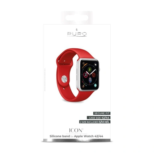 Elastyczny pasek PURO ICON Band Apple Watch 4/5/6/7/SE/8/9/Ultra 44/45/49mm (S/M & M/L) (czerwony)