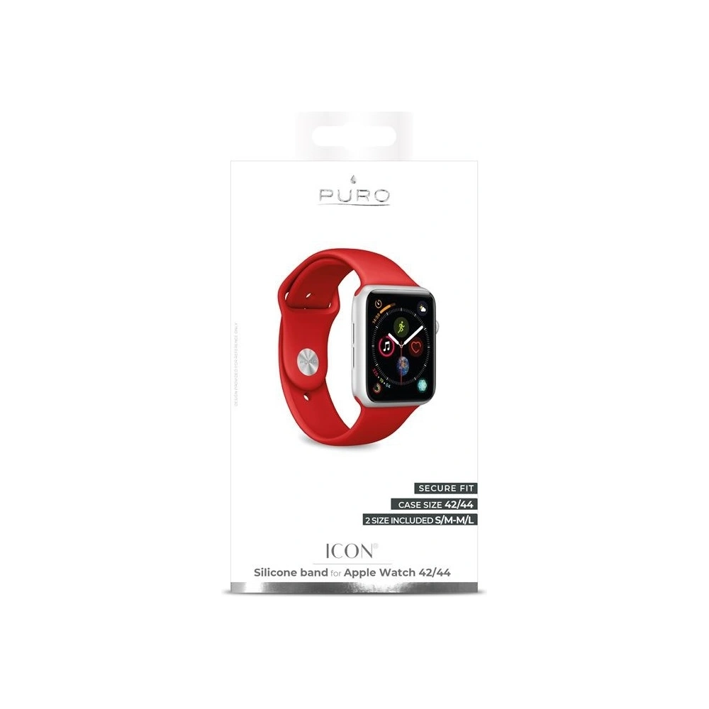 Hurtownia GSM - Elastický pásek PURO ICON Band Apple Watch 4/5/6/7/SE/8/9/Ultra 44/45/49mm (S/M & M/L) (červený) - PUR087RED - {ean13} - Hurt