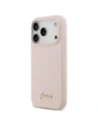 Etui Guess Silicone Script Metal Logo MagSafe do Apple iPhone 17 Pro różowy