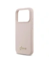 Etui Guess Silicone Script Metal Logo MagSafe do Apple iPhone 17 Pro różowy