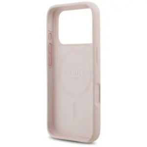 Etui Guess Silicone Script Metal Logo MagSafe do Apple iPhone 17 Pro różowy