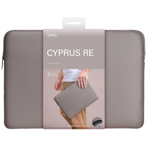 Torba na laptopa UNIQ Cyprus Ridge Edition Laptop Sleeve 16" water-resistant neoprene szary