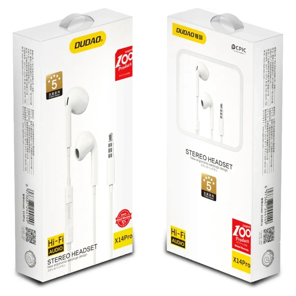 Słuchawki douszne DUDAO X14PRO słuchawki douszne ze złączem minijack 3.5mm biały (X14PRO)