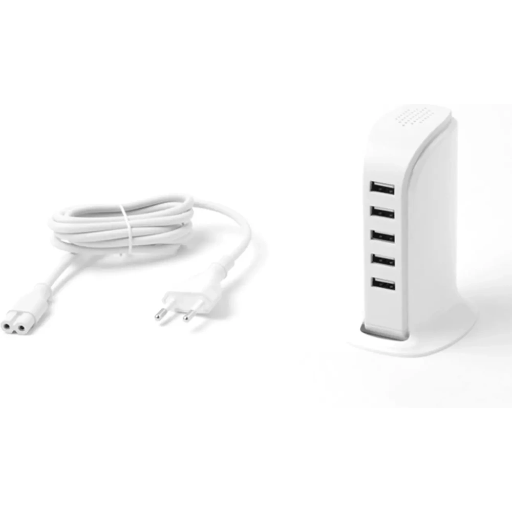 Ładowarka sieciowa DUDAO A5 EU 5xUSB-A z wbudowanym kablem sieciowym EU biały