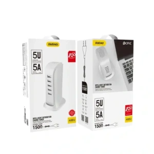 Ładowarka sieciowa DUDAO A5 EU 5xUSB-A z wbudowanym kablem sieciowym EU biały
