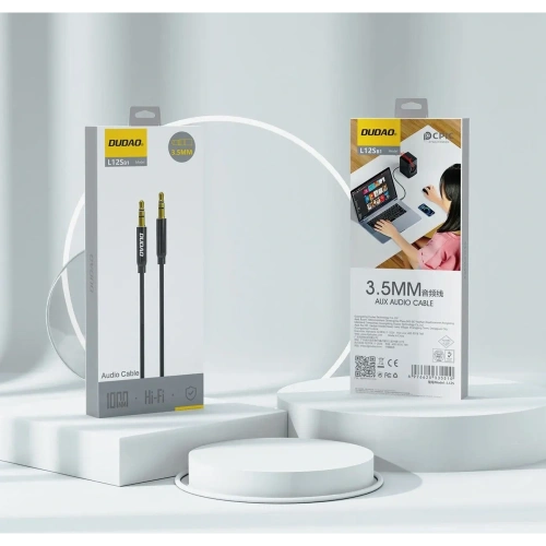 Kabel AUX DUDAO L12S mini jack 3.5mm 1m 3 polowy stereo czarny