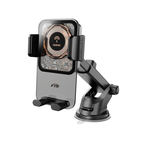 Uchwyt samochodowy DUDAO F19 zaciskowy z ładowarką indukcyjną 15W czarny