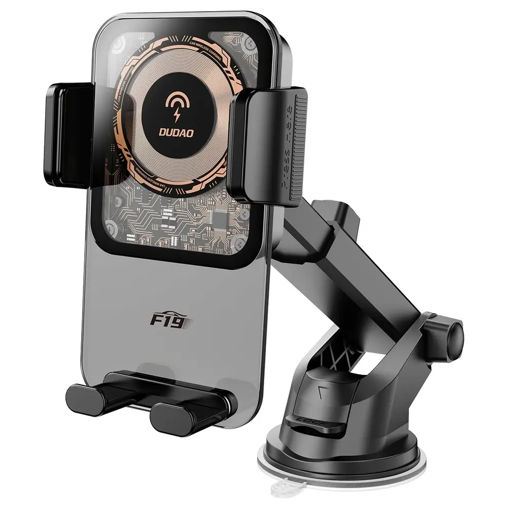 Uchwyt samochodowy DUDAO F19 zaciskowy z ładowarką indukcyjną 15W czarny