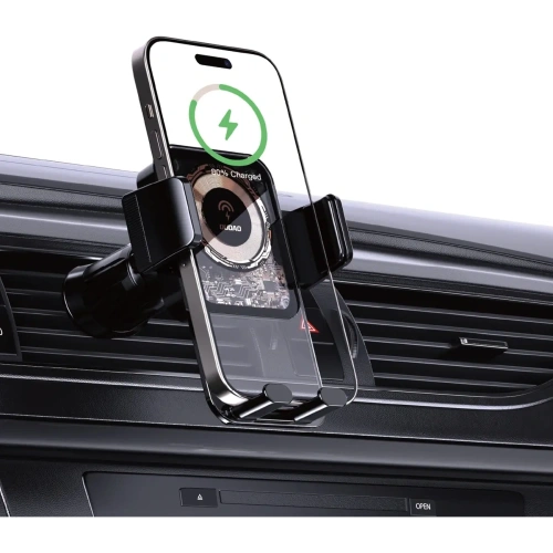 Uchwyt samochodowy DUDAO F19 zaciskowy z ładowarką indukcyjną 15W czarny