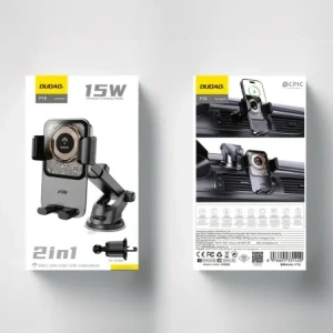 Uchwyt samochodowy DUDAO F19 zaciskowy z ładowarką indukcyjną 15W czarny