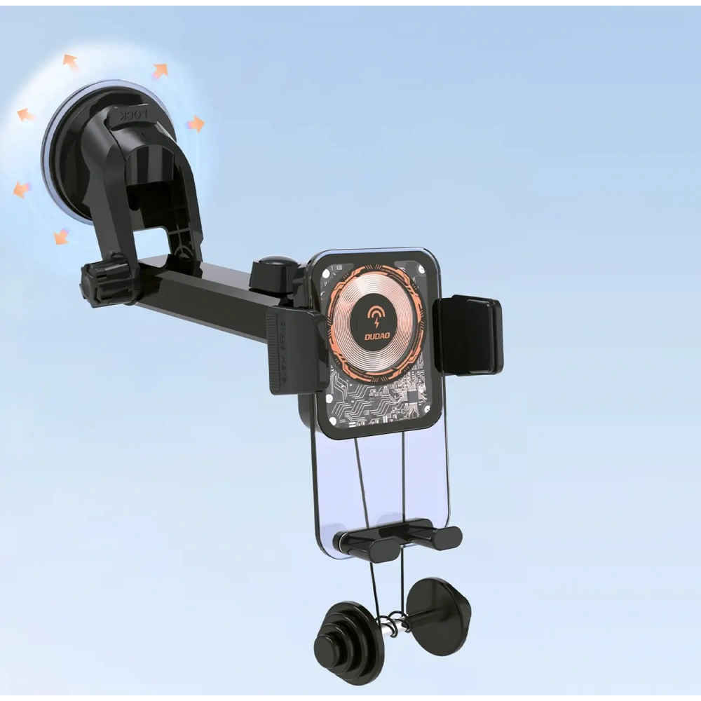 Uchwyt samochodowy DUDAO F19 zaciskowy z ładowarką indukcyjną 15W czarny