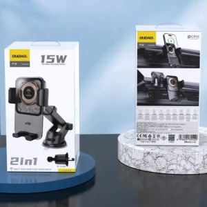 Uchwyt samochodowy DUDAO F19 zaciskowy z ładowarką indukcyjną 15W czarny