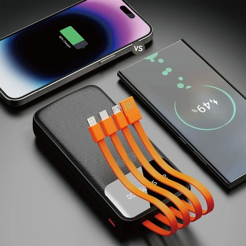 Powerbank DUDAO K6 Pro 10000mAh z kablem USB-A, USB-C, Lightning czarny