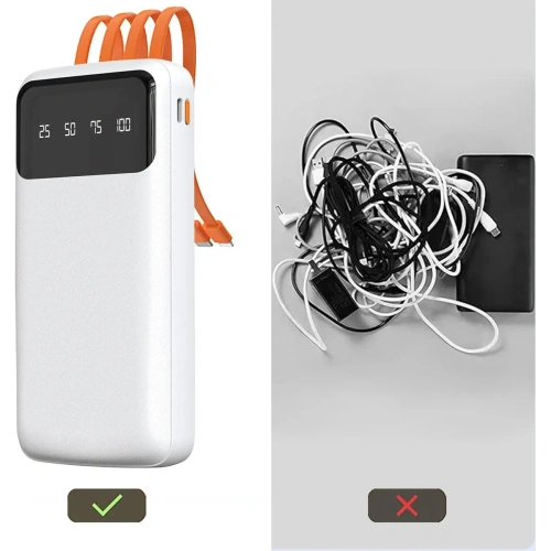 Powerbank DUDAO K6 Pro 10000mAh z kablem USB-A, USB-C, Lightning czarny