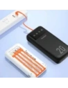 Powerbank DUDAO K6 Pro+ 20000mAh z 3 wbudowanymi kablami USB-C, micro USB, Lightning biały