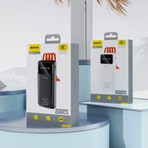 Powerbank DUDAO K6 Pro+ 20000mAh z 3 wbudowanymi kablami USB-C, micro USB, Lightning biały