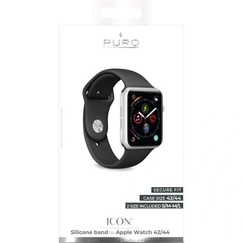 Elastyczny pasek PURO ICON Band Apple Watch 4/5/6/7/SE/8/9/Ultra 44/45/49mm (S/M & M/L) (czarny)
