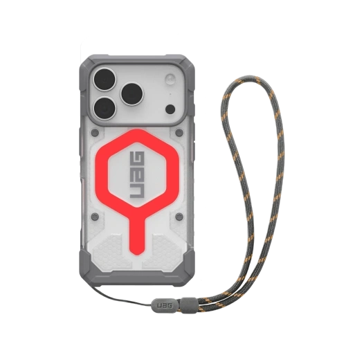 Etui UAG Urban Armor Gear Pathfinder Clear MagSafe Bundle do Apple iPhone 17 Pro MagSafe + smycz na nadgarstek (active lava)
