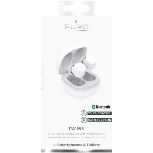 Wholesale PURO TWINS TWS Bluetooth 5.0 with charging case IPX6 (white) - PUR094WHT - {ean13} - Hurt