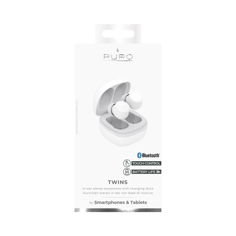 Wholesale PURO TWINS TWS Bluetooth 5.0 with charging case IPX6 (white) - PUR094WHT - {ean13} - Hurt