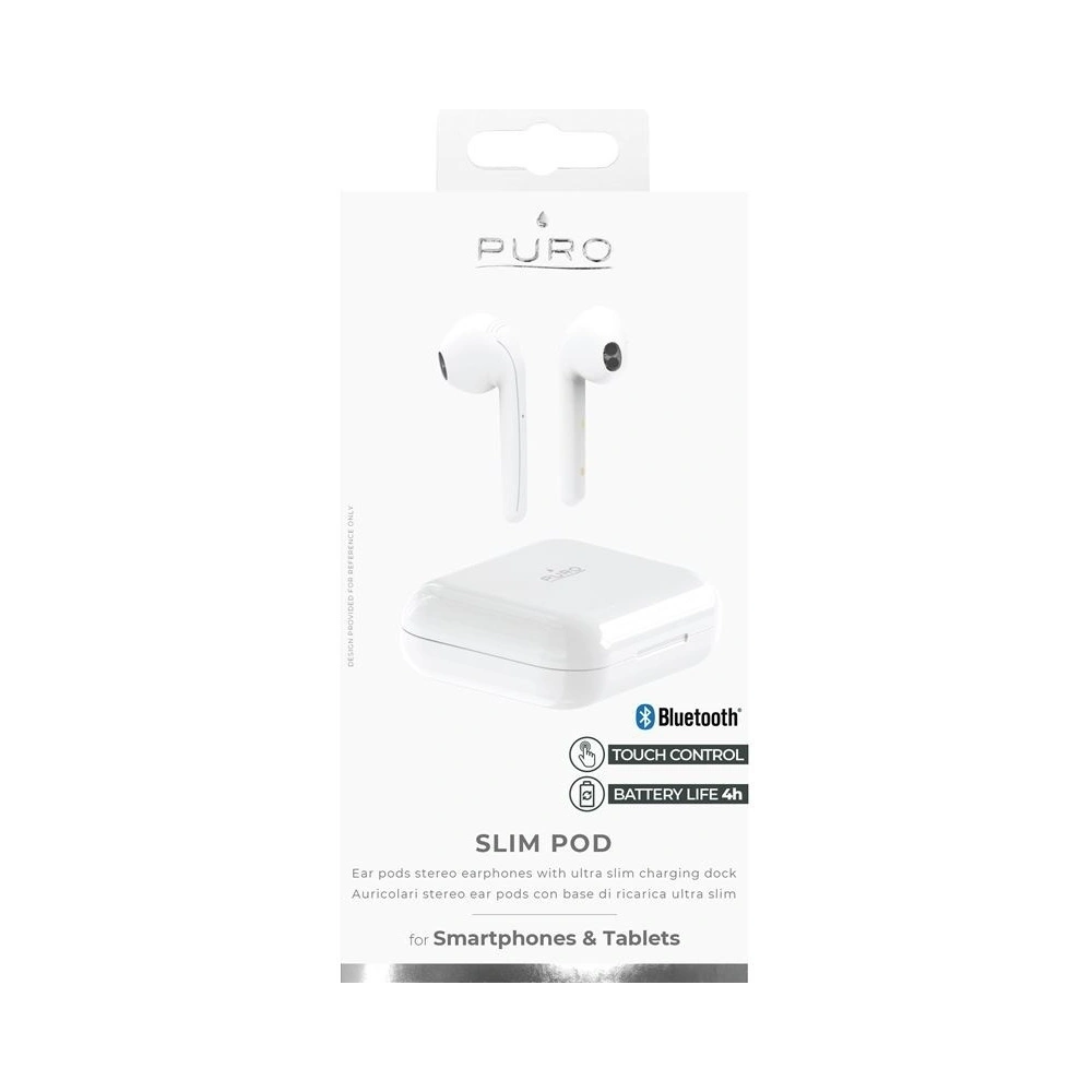 Wholesale PURO SLIM POD TWS Bluetooth 5.0 with charging case IPX5 (white) - PUR096WHT - {ean13} - Hurt