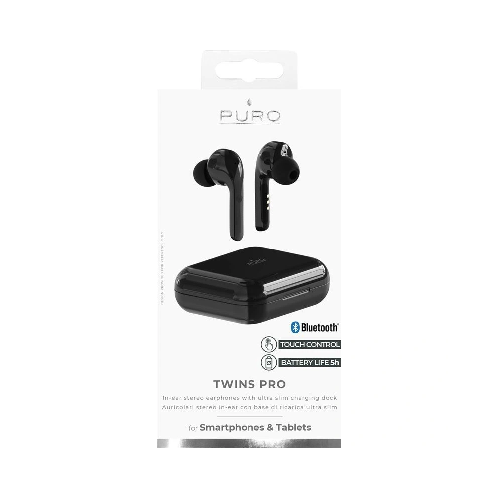 Wholesale PURO TWINS PRO TWS Bluetooth 5.0 with charging case IPX5 (black) - PUR097BLK - {ean13} - Hurt