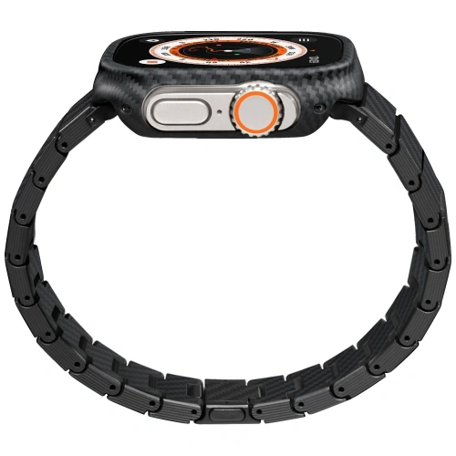 Pasek PITAKA Carbon Fiber Modern do Apple Watch 1/2/3/4/5/6/7/8/9/10/11/SE/SE 3/Ultra/Ultra 2/Ultra 3 czarno szary