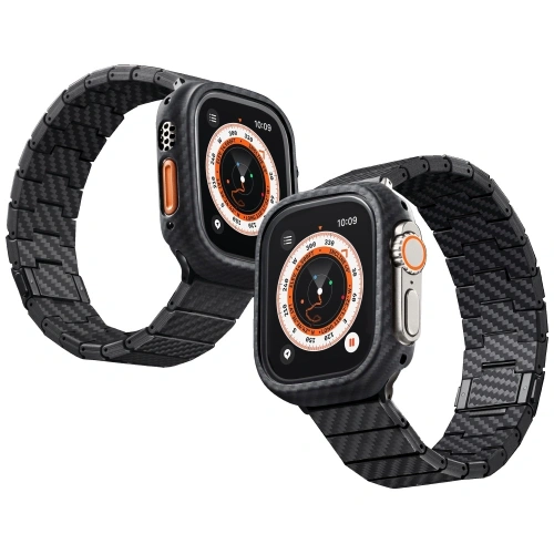 Pasek PITAKA Carbon Fiber Modern do Apple Watch 1/2/3/4/5/6/7/8/9/10/11/SE/SE 3/Ultra/Ultra 2/Ultra 3 czarno szary