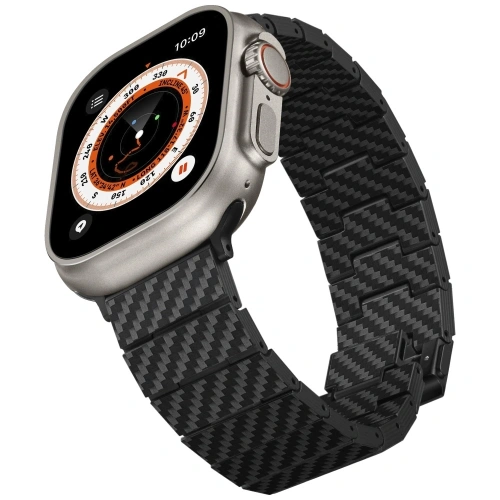 Pasek PITAKA Carbon Fiber Modern do Apple Watch 1/2/3/4/5/6/7/8/9/10/11/SE/SE 3/Ultra/Ultra 2/Ultra 3 czarno szary