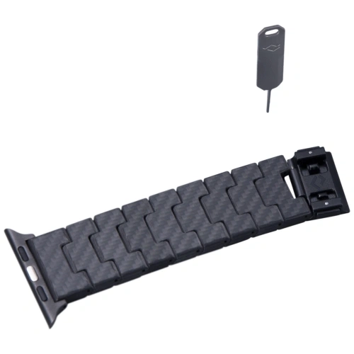 Pasek PITAKA Carbon Fiber Modern do Apple Watch 1/2/3/4/5/6/7/8/9/10/11/SE/SE 3/Ultra/Ultra 2/Ultra 3 czarno szary