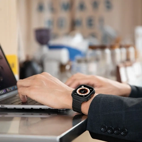 Pasek PITAKA Carbon Fiber Modern do Apple Watch 1/2/3/4/5/6/7/8/9/10/11/SE/SE 3/Ultra/Ultra 2/Ultra 3 czarno szary